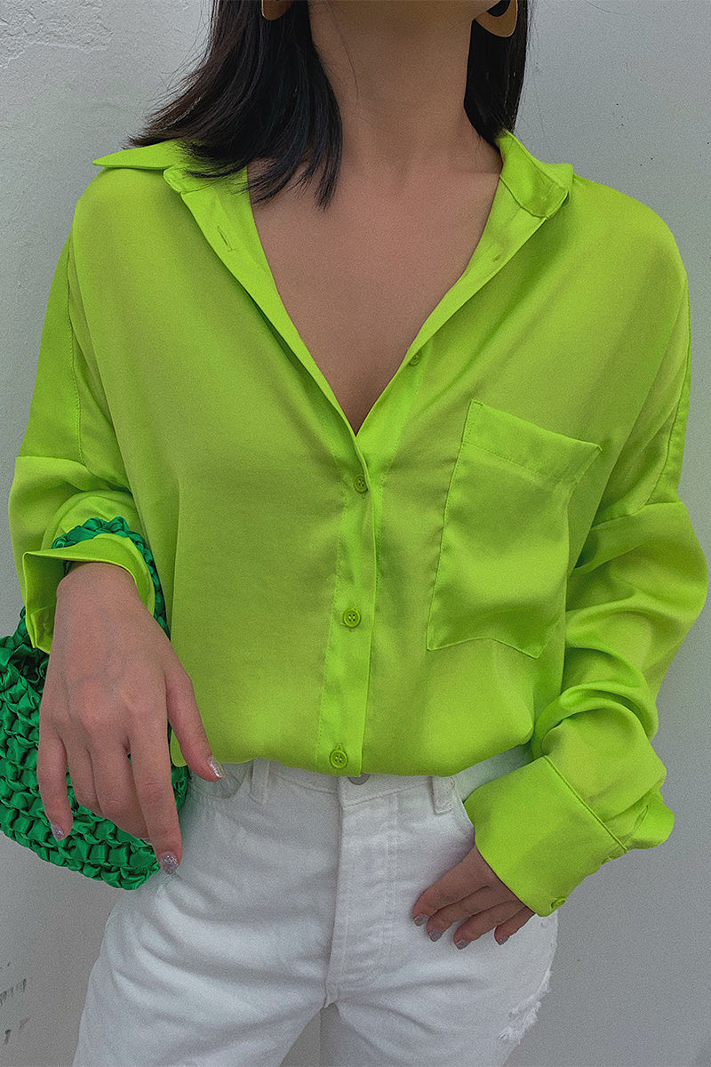 Fluoreszierendes Fruit Green Langarmshirt Damen