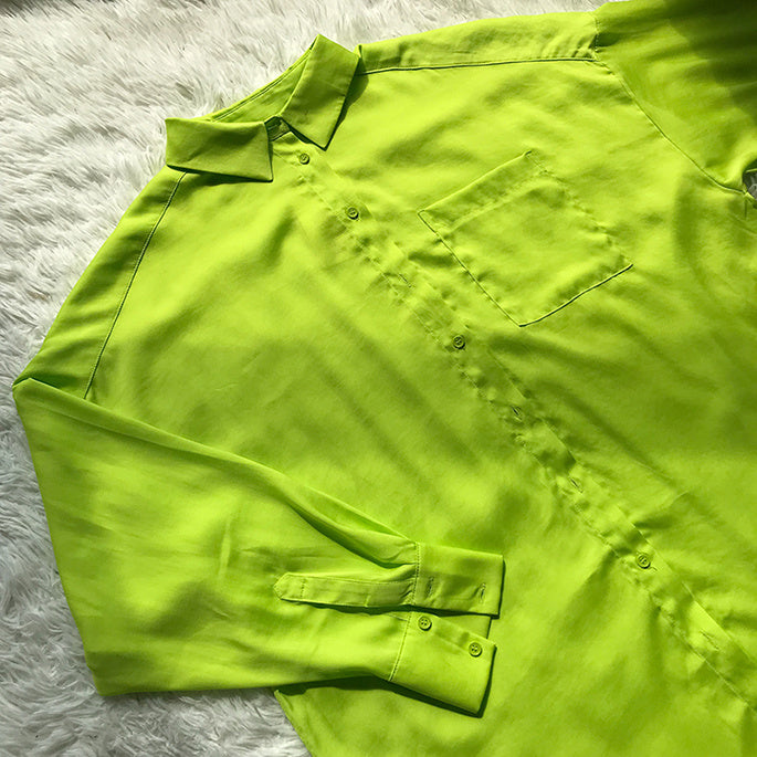 Camisa Manga Larga Verde Fruta Fluorescente Mujer