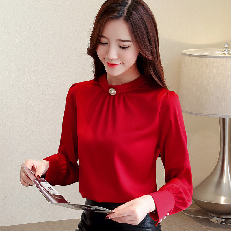 Fashion Design Temperament Long-sleeved Stand Collar Shirt