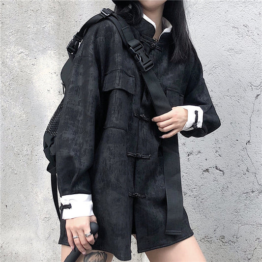 Dark Chinese style retro design thin jacket shirt