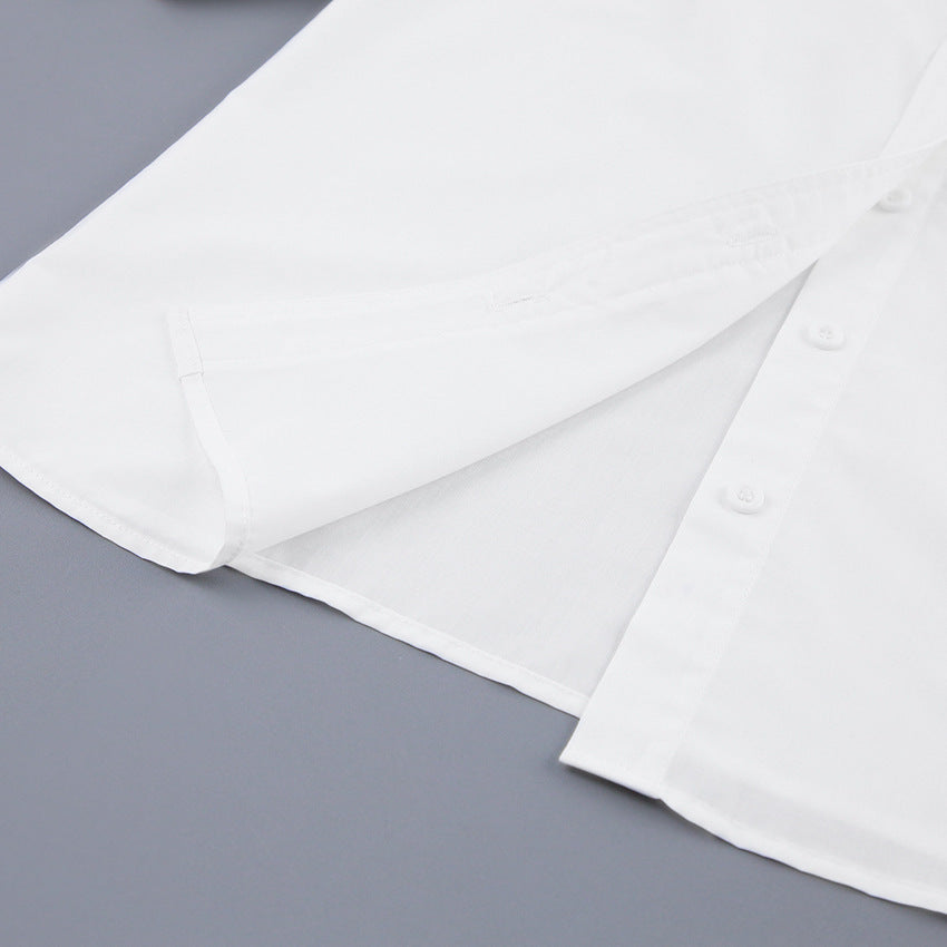 Weißes, professionelles Kurzarmhemd mit Puffärmeln für Damen