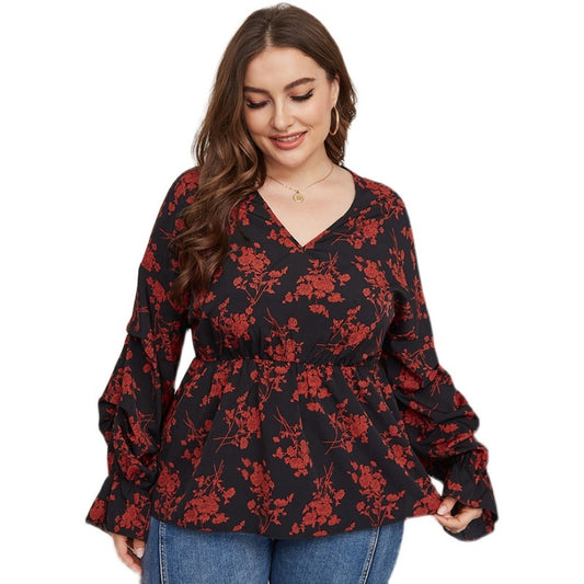 Dicke Frauen Plussize Vneck Shirt Shirts Frühling Top