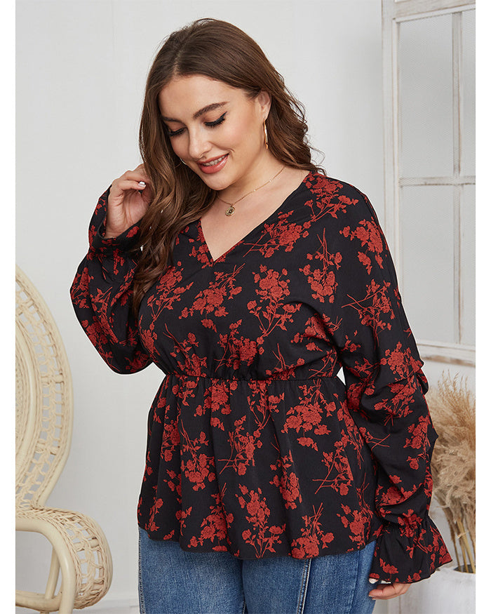 Dicke Frauen Plussize Vneck Shirt Shirts Frühling Top