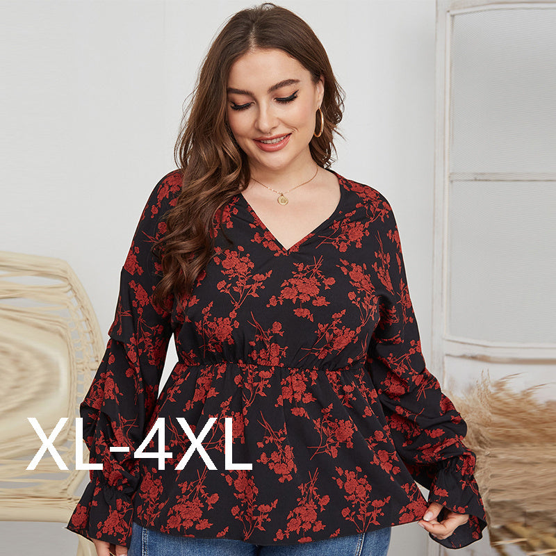 Dicke Frauen Plussize Vneck Shirt Shirts Frühling Top