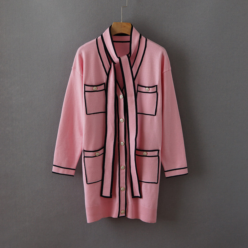 Cardigan Pink Long-sleeved Knitted Jacket All-match Casual