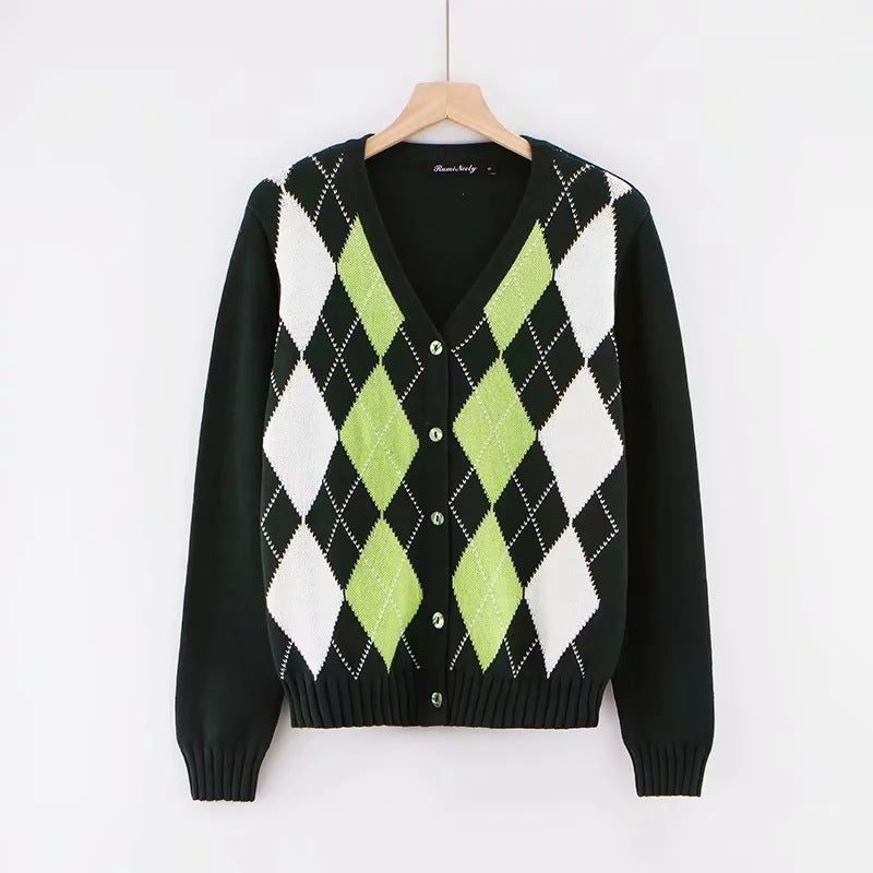 Europäischer und amerikanischer Ins Retro Plaid Pullover