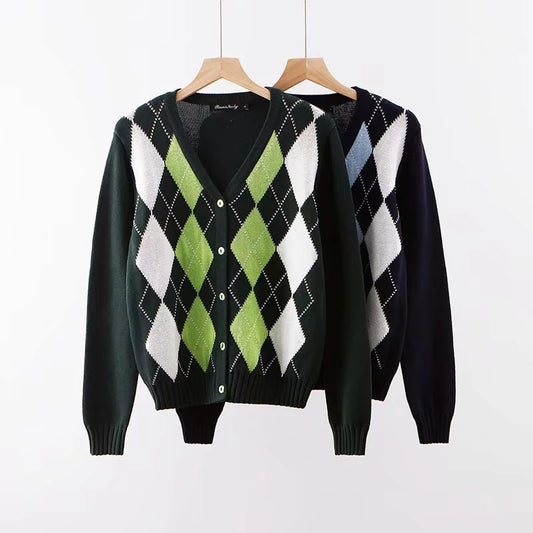 Europäischer und amerikanischer Ins Retro Plaid Pullover