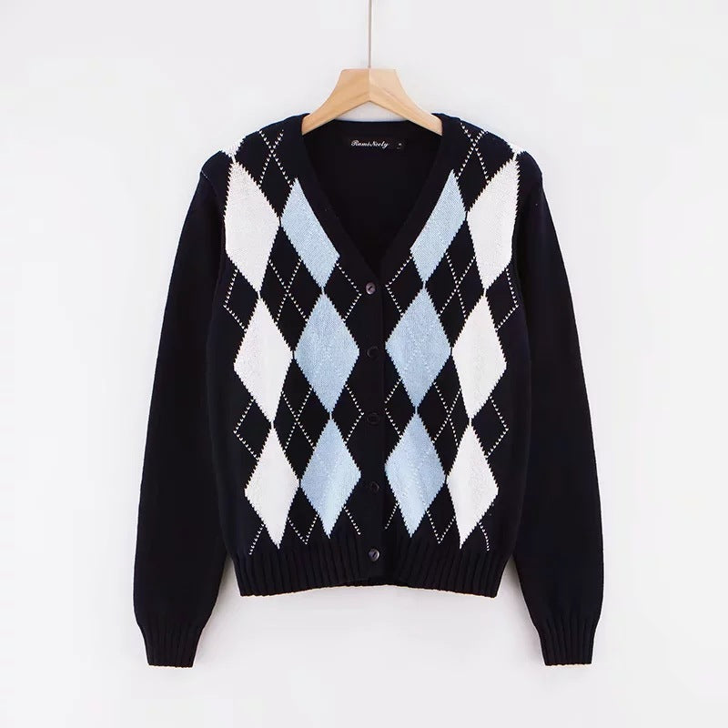 Europäischer und amerikanischer Ins Retro Plaid Pullover