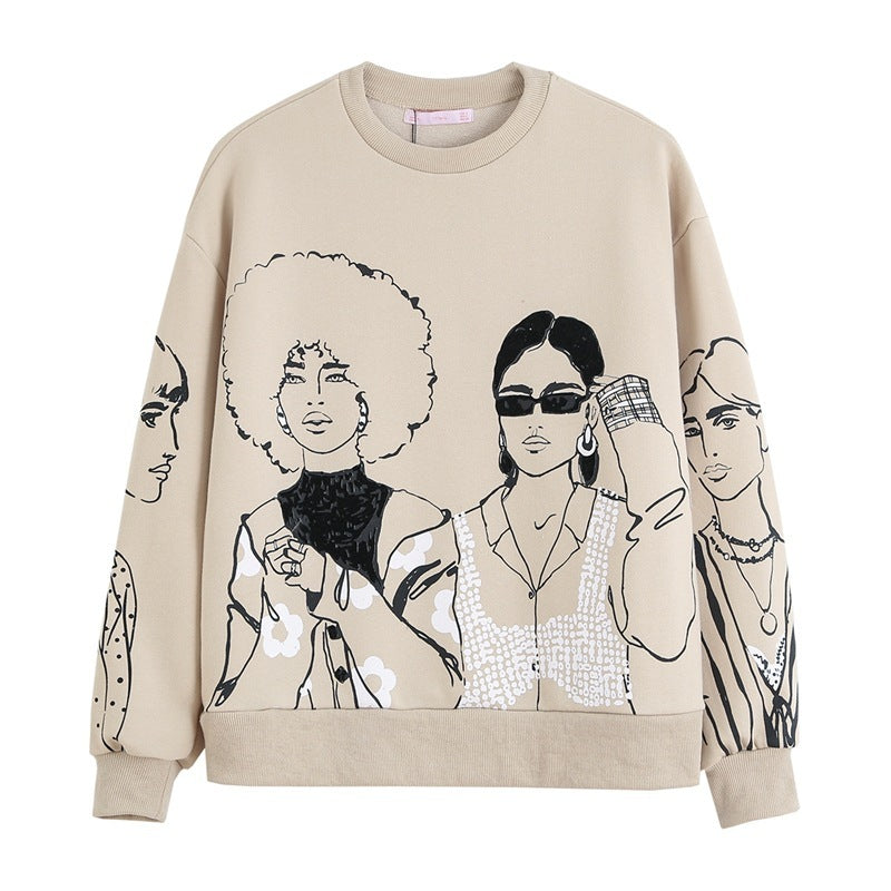 Mädchen Sweatshirt mit Print und Flockprint