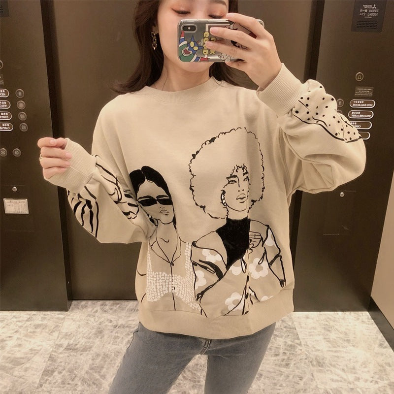 Mädchen Sweatshirt mit Print und Flockprint