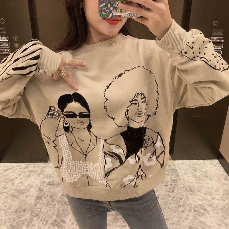 Mädchen Sweatshirt mit Print und Flockprint