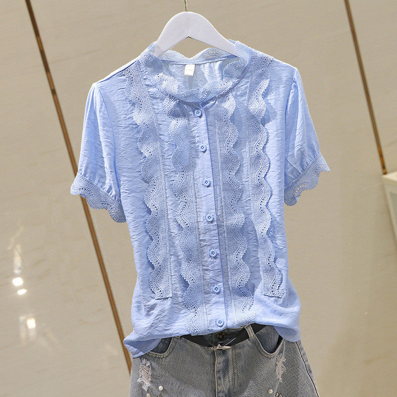 Fashion Asymmetrical Ruffled Long-sleeved OL Temperament Chiffon Shirt