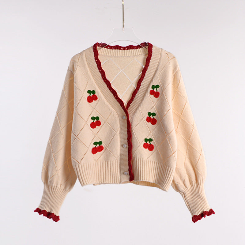 Embroidered Small Short Sweater Coat