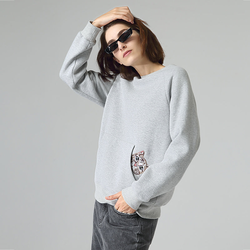 Chuyu Frühling Neue Stil Lose Stickerei Tide ins Rundhals Pullover Frauen Herbst Capless Pullover Bluse