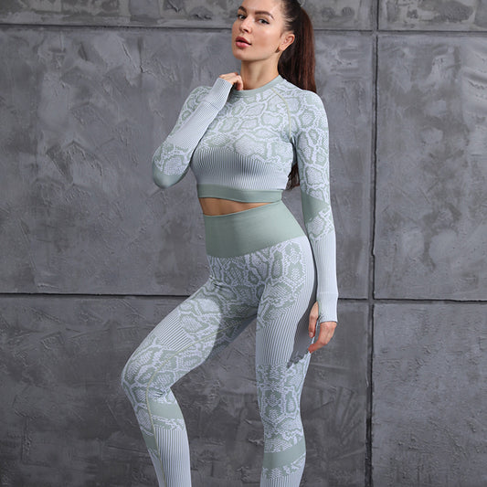 Ropa de Yoga para mujer, traje deportivo ajustado que absorbe la humedad, ropa de Yoga tejida sin costuras para otoño e invierno