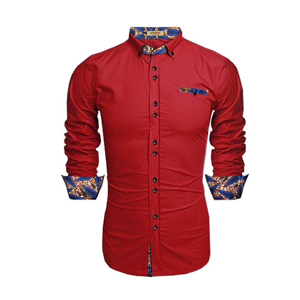 Blusa de hombre de algodón batik con estampado étnico africano