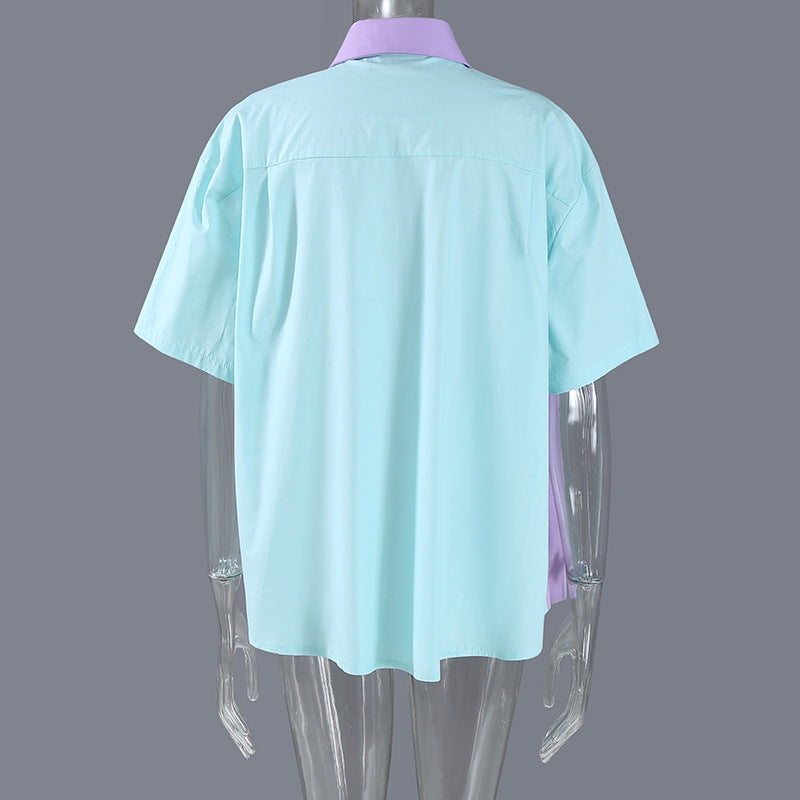 Camisa con bloques de color para mujer