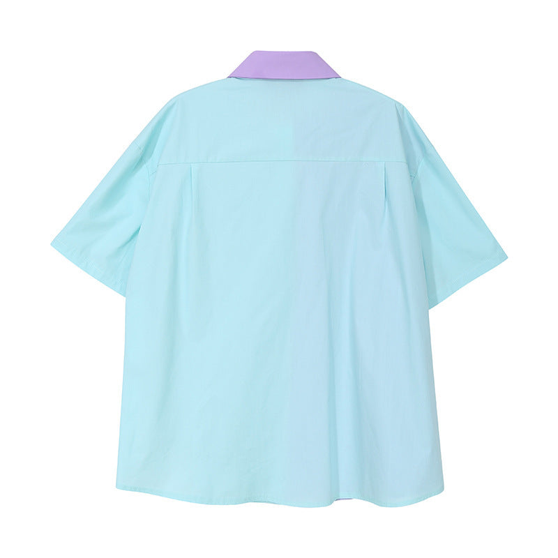 Camisa con bloques de color para mujer