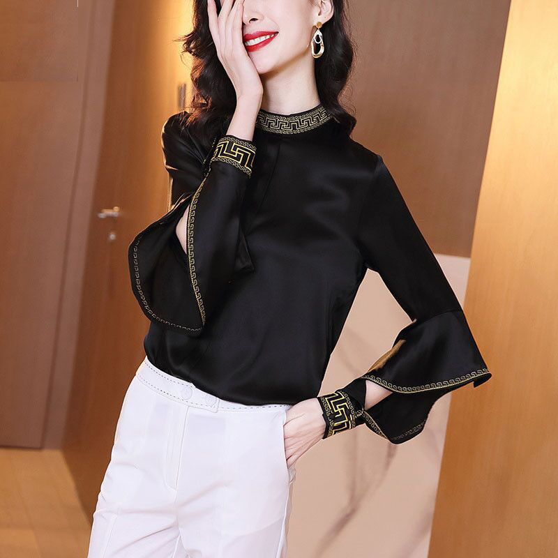 Embroidered Shirt Women's Long-sleeved Spring Top New Clothes Ruffled Women's Korean Loose Shirt