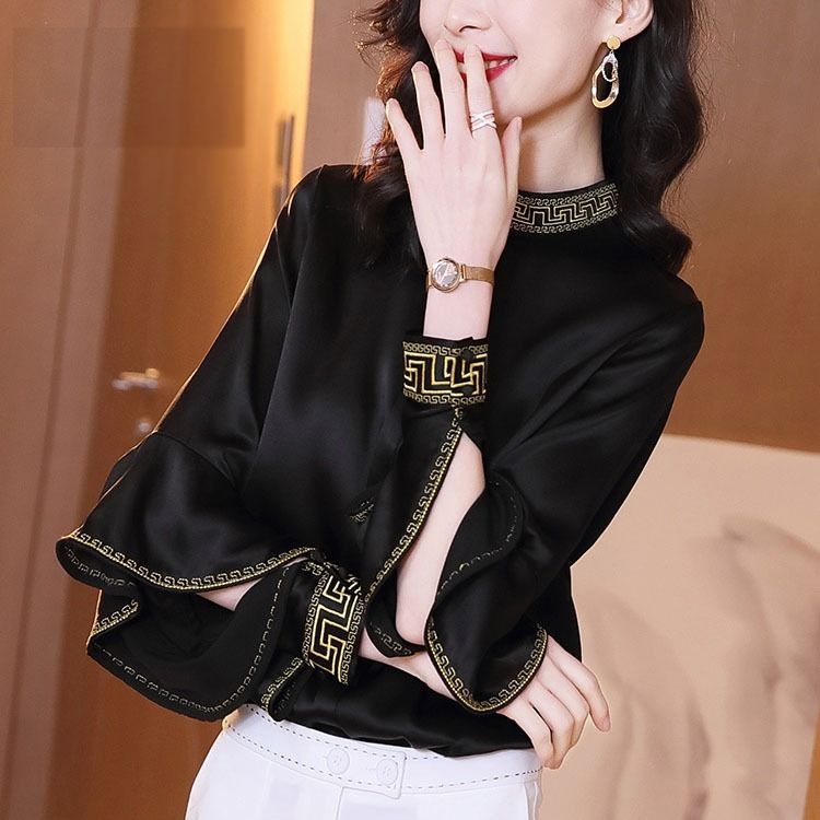 Embroidered Shirt Women's Long-sleeved Spring Top New Clothes Ruffled Women's Korean Loose Shirt