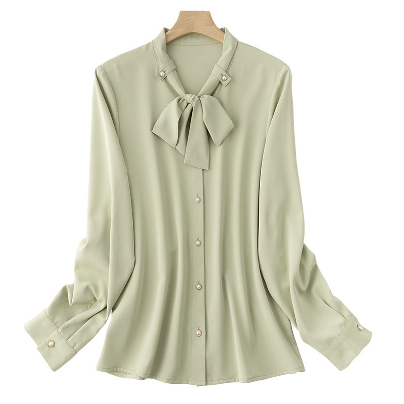 Source Manufacturer Green Shirt Long Sleeve Spring New Chiffon Shirt Women's Shirt