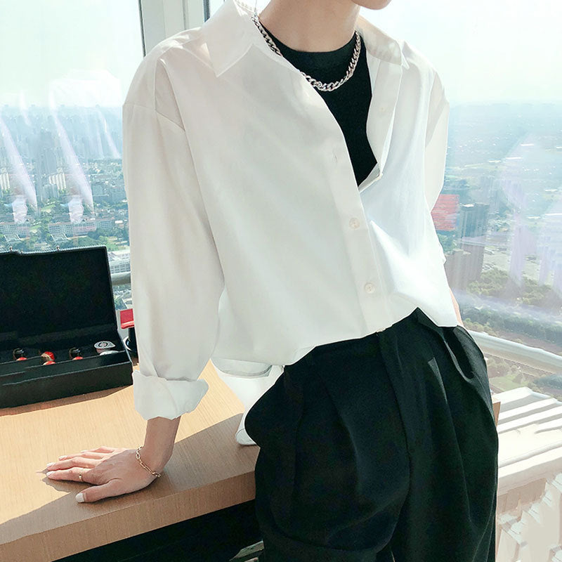 Spring And Autumn Cotton White Shirt Long Sleeve