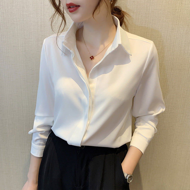 Design Sense Niche Top White Silk Shirt