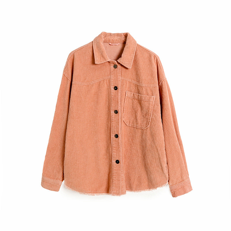 Fall new products loose and slim corduroy jacket with long sleeves