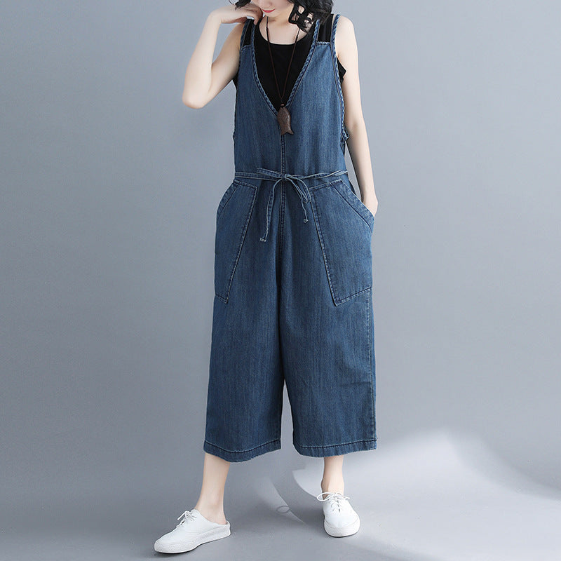 Women's Spring New Loose Large Size Casual Denim Overalls