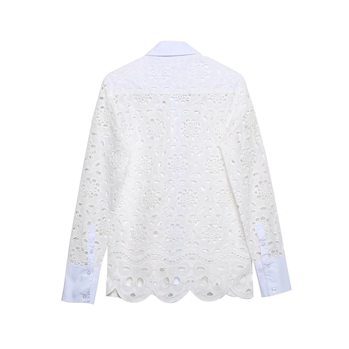 Temperament Leisure Summer New Foreign Trade Embroidery Openwork Blouse Skirt Two-piece Suit Fashion Leisure Suit