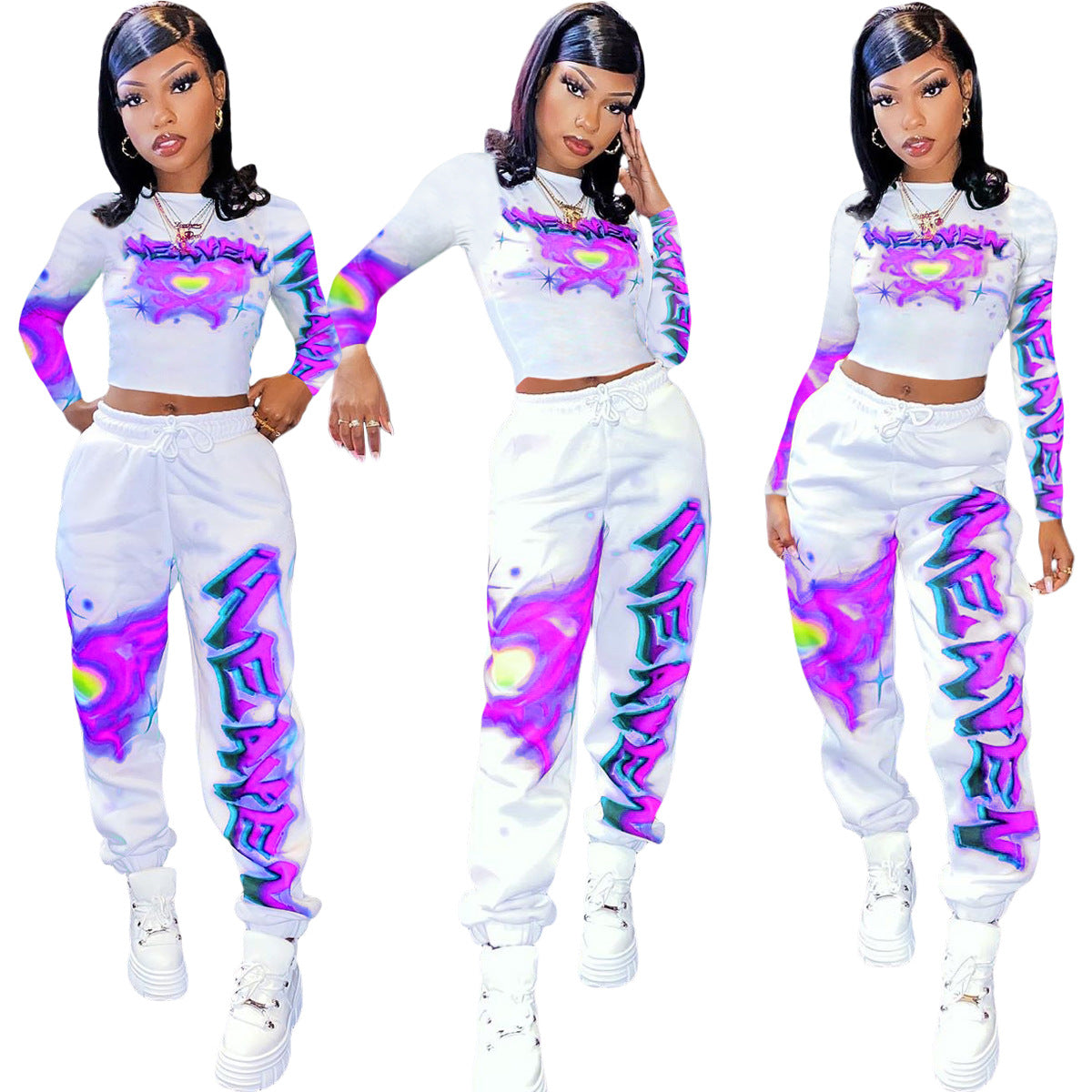 Fashion Printing Sports Two-piece Set