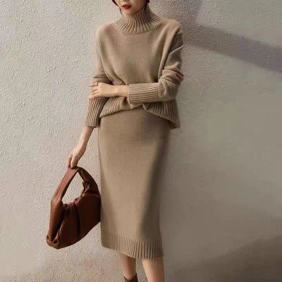 Fashion Woolen Skirt Two Piece Loose