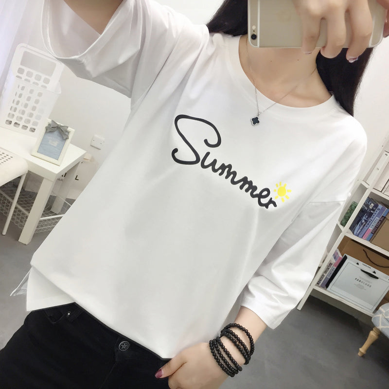 Women's loose short-sleeved cotton T-shirt