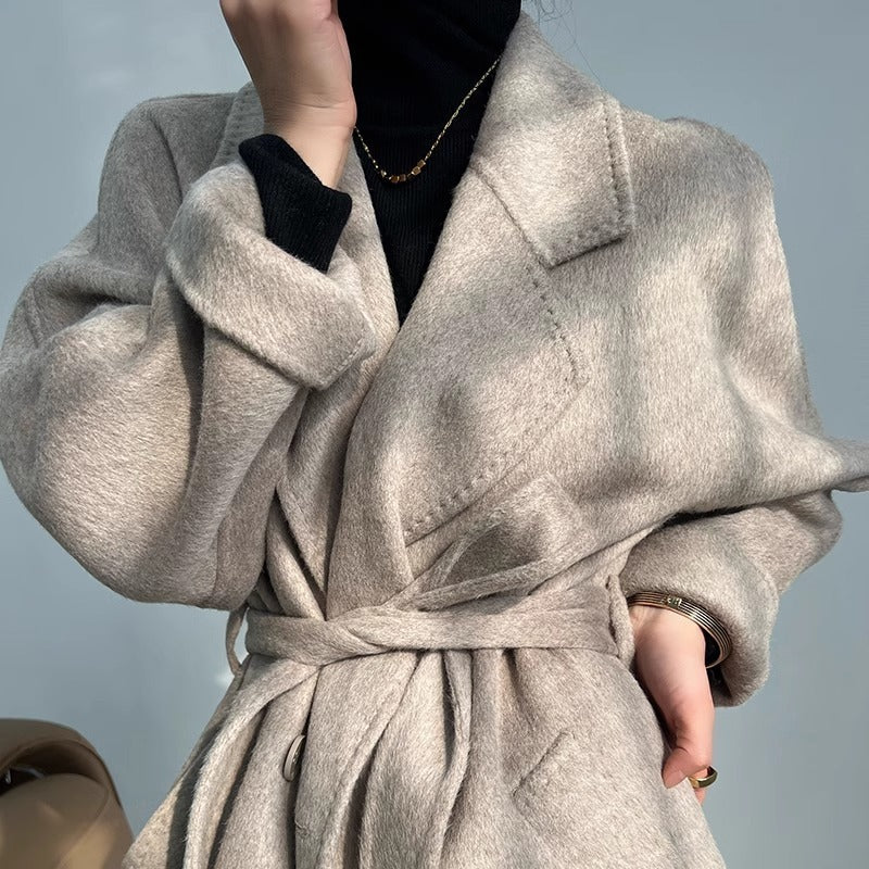 Double-sided Wool Overcoat Female Suit Collar Mid-length Cashmere