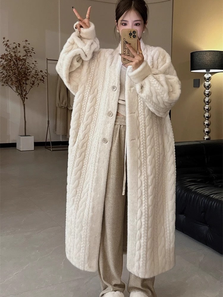 Elegant Idle Style Twist Mink Coat