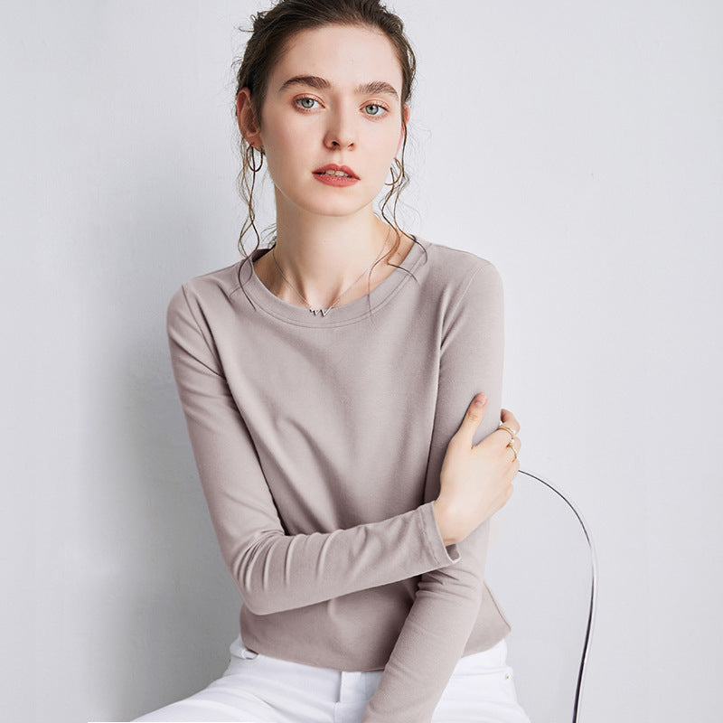 Base Shirt Round Neck T-shirt Loose Solid Color Simple Top