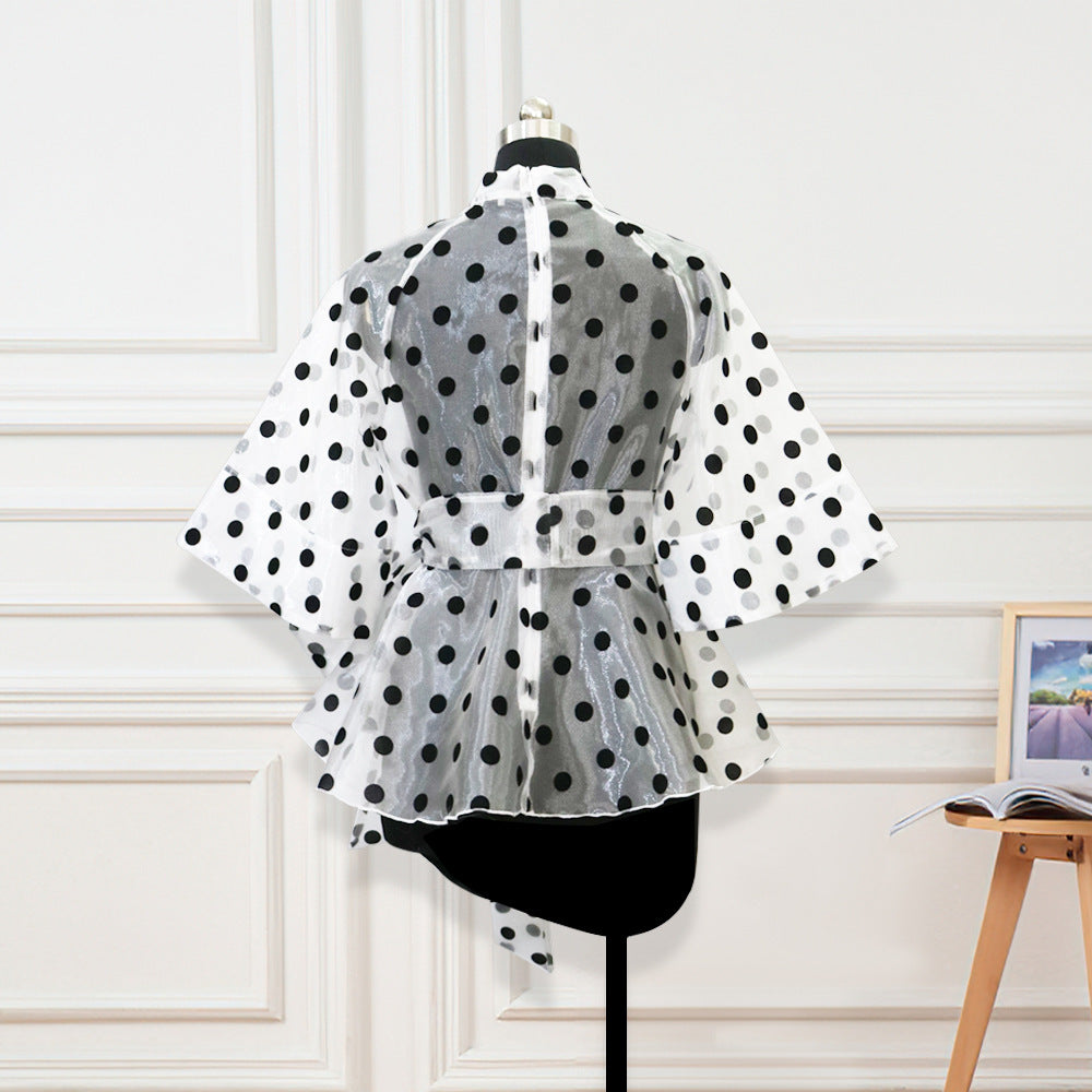 Cardigan mit Polka Dots zum Binden