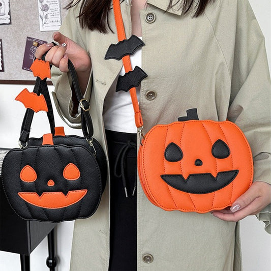 Halloween-Kürbis-Umhängetasche für Damen, originelle Kürbis-Geldbörse, Halloween-Teufel-Schultertasche, lustige Umhängetasche