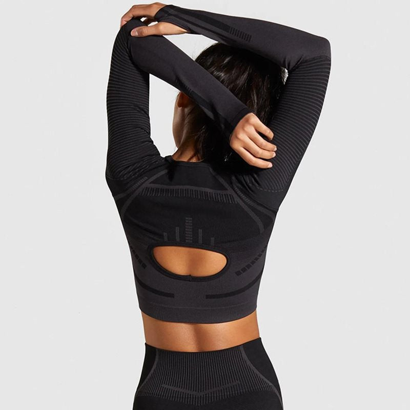 Seamless movement leak tight belly shirt long sleeve