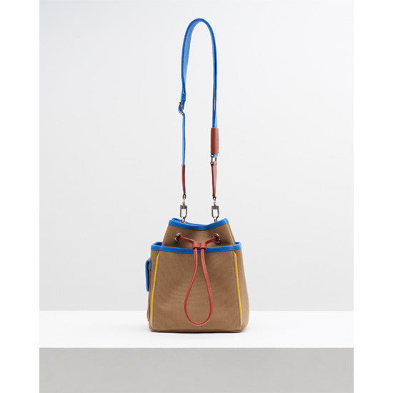 All-match Contrast Color Drawstring Closed Canvas Bag