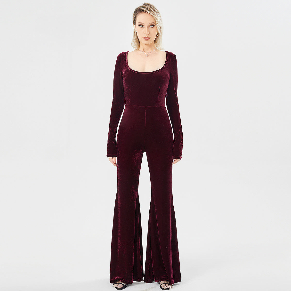 Langärmliger modischer Jumpsuit aus Samt für Damen