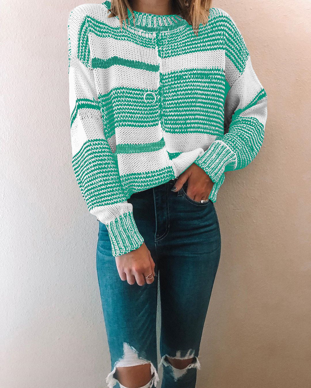 Women's Oversized Sweater Splicing Pullover