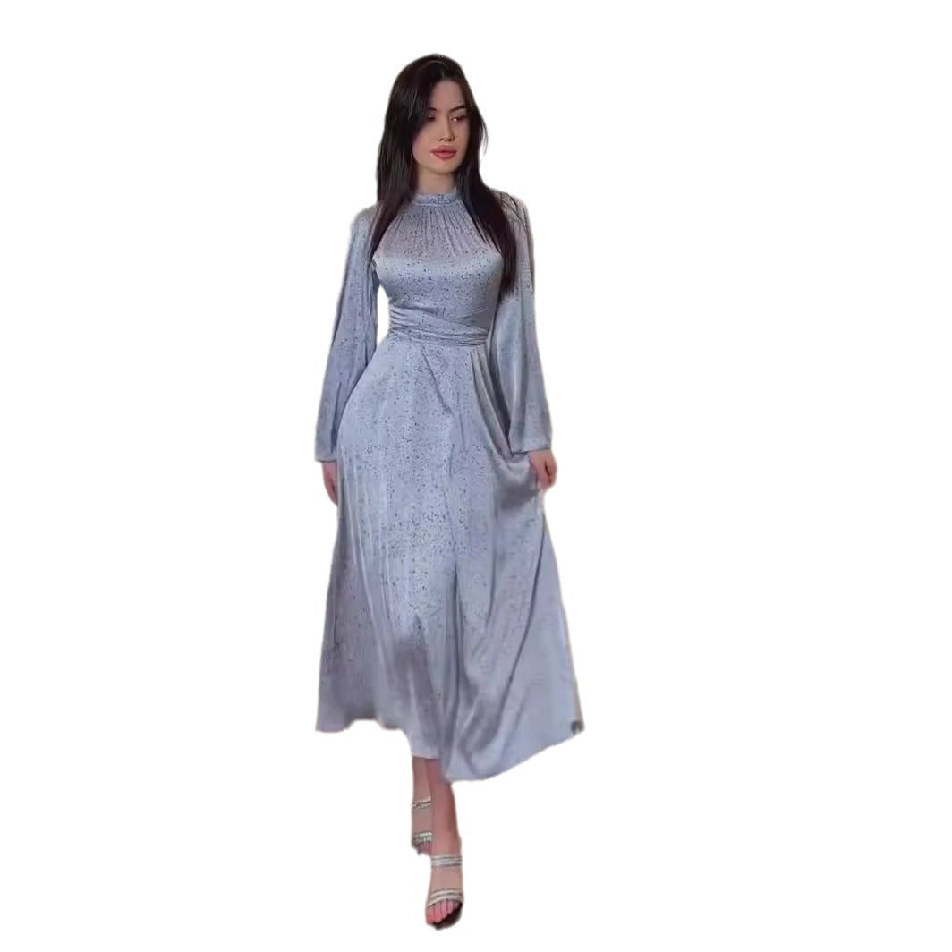 Bedrucktes Shu Feng-Kleid aus Satin für Damen