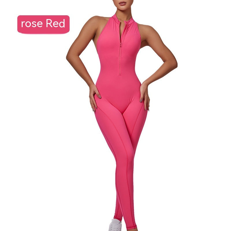 Ropa deportiva de yoga con cremallera y cuello alto para mujer