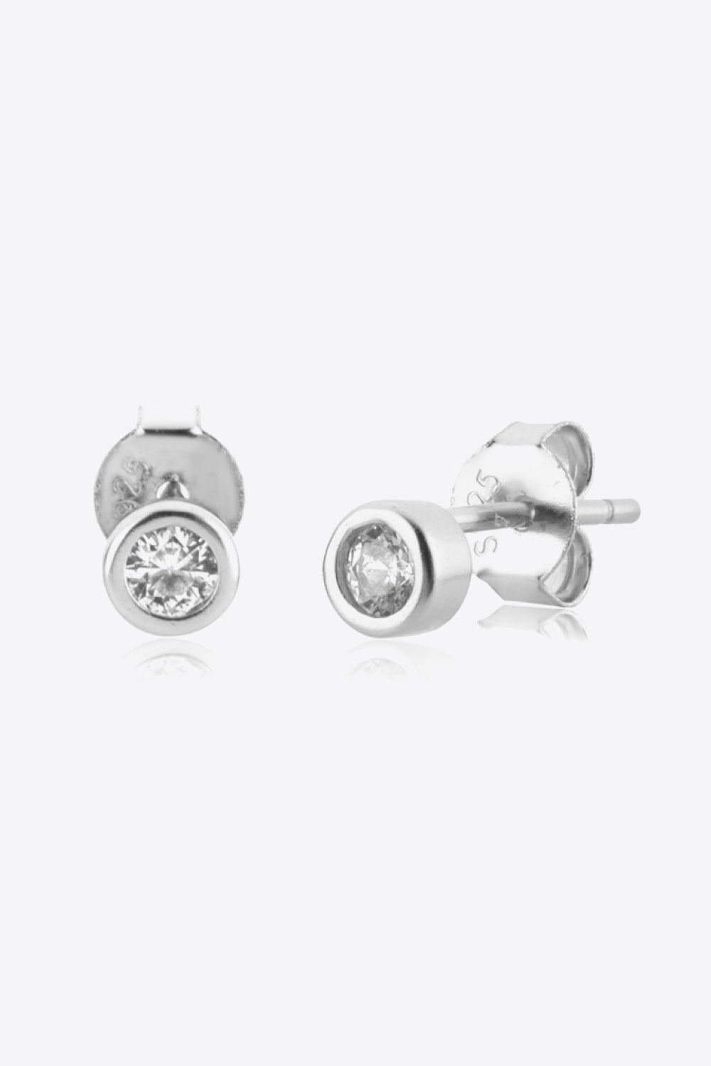 Pendientes minimalistas de plata de ley 925 con circonitas