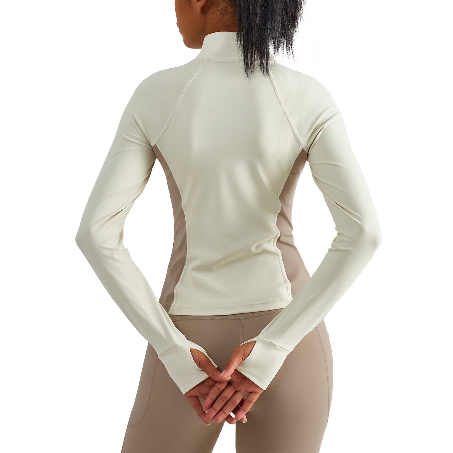 Color Blocking Running Exercise Fitness Long Sleeve Top Yoga Suit