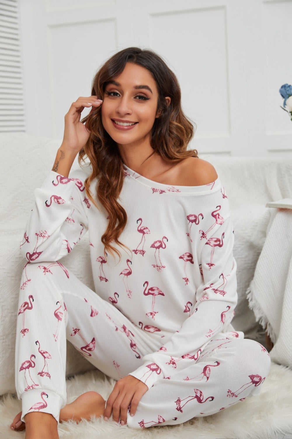 Conjunto de salón con pantalón y top de manga larga Flamingo