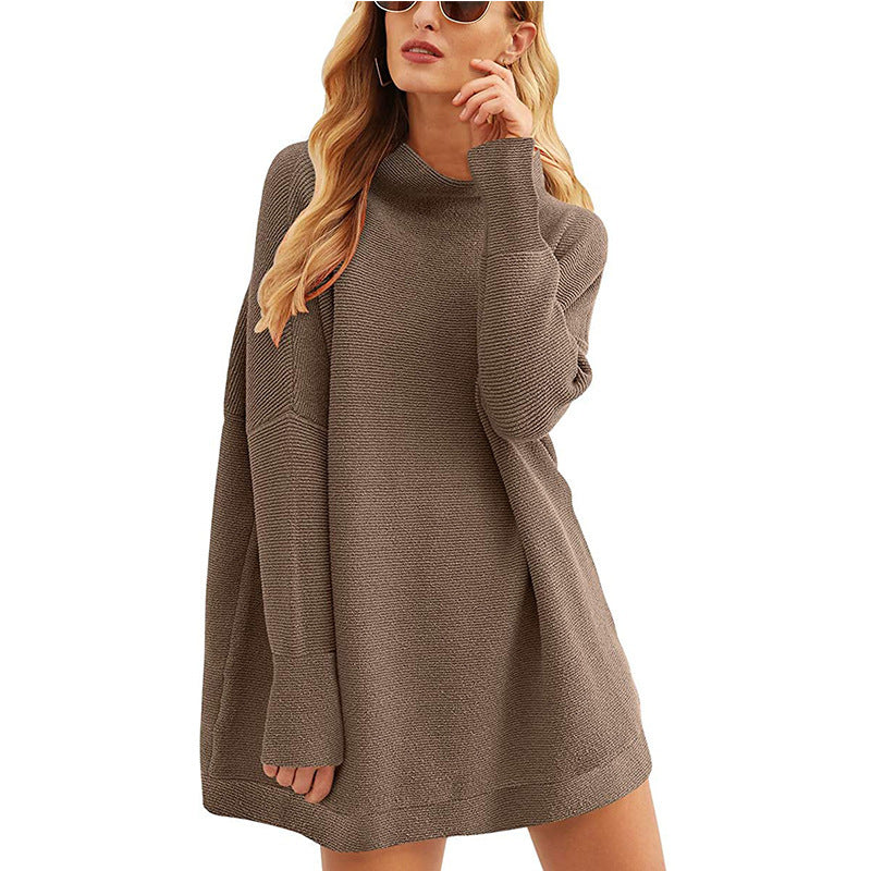 Mode Damenbekleidung Top Pullover Shirt Hoher Kragen Lose Strickpullover Für Frauen