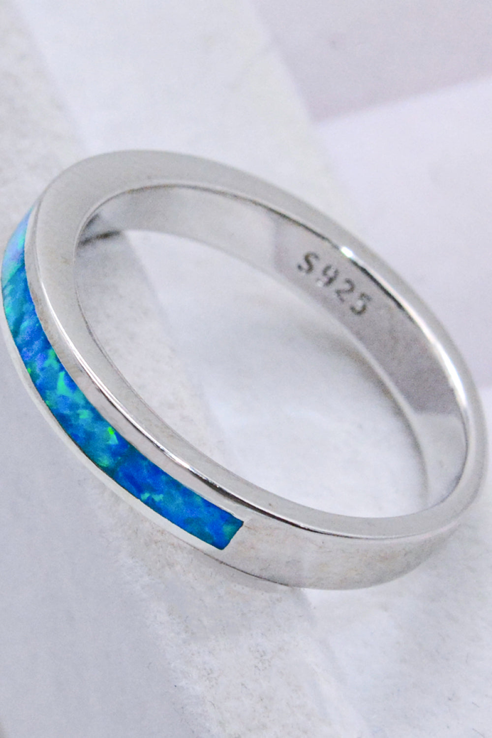 Opalring aus 925er Sterlingsilber in Himmelblau