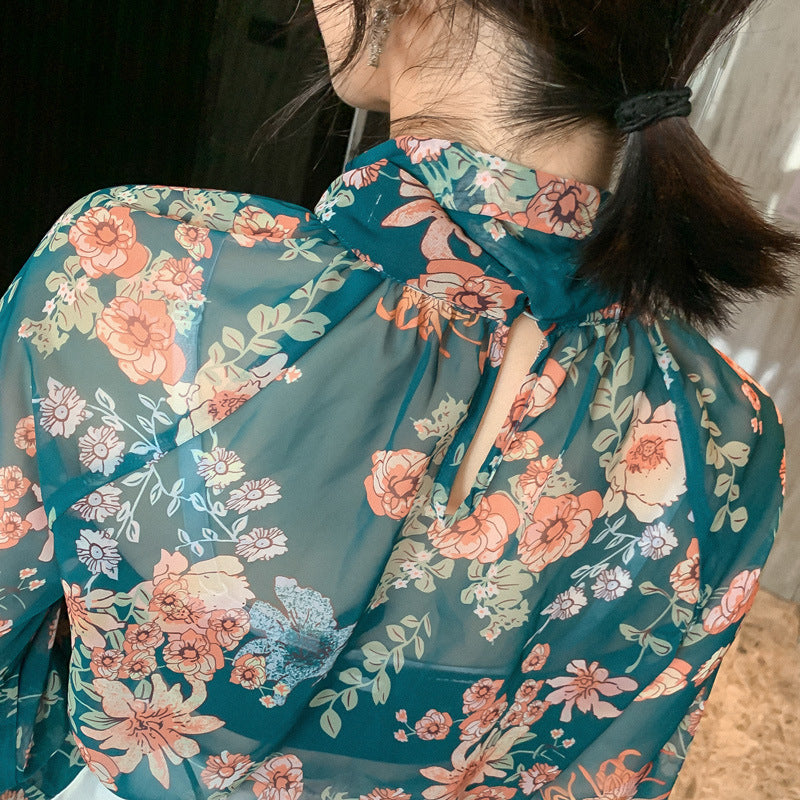 Women's Super Fairy Floral Shirt With Lantern Sleeves
